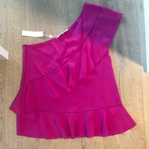 NWT Trina Turk silk, one shoulder blouse